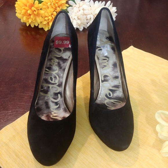 Sam Edelman Evan Spike Gold Black Leather Heel - Picture 3 of 5